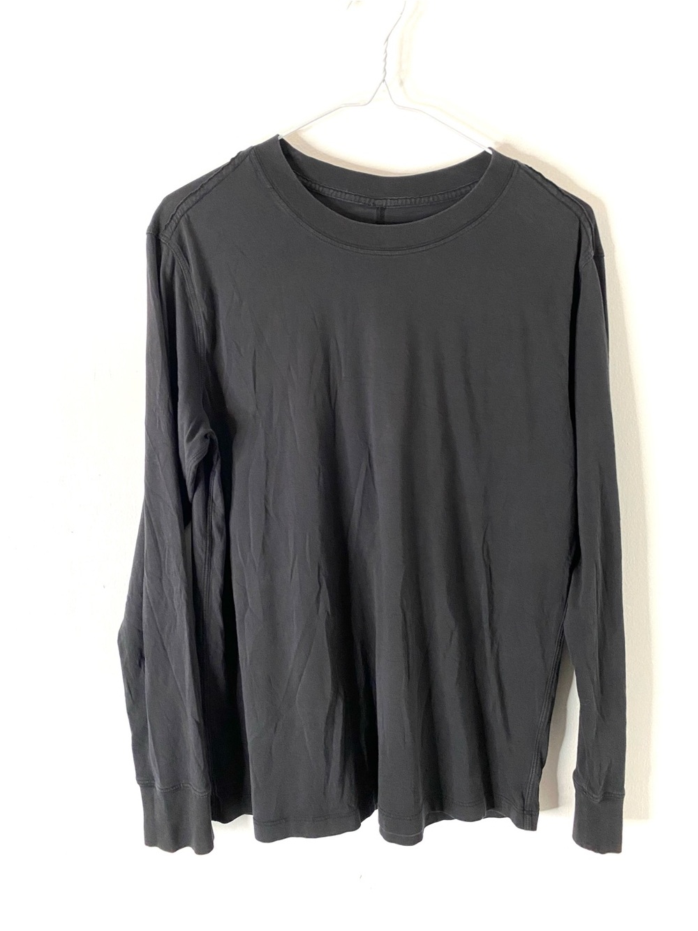 lululemon Black Pima Cotton Long Sleeve Crew Neck Tee Minimalist
